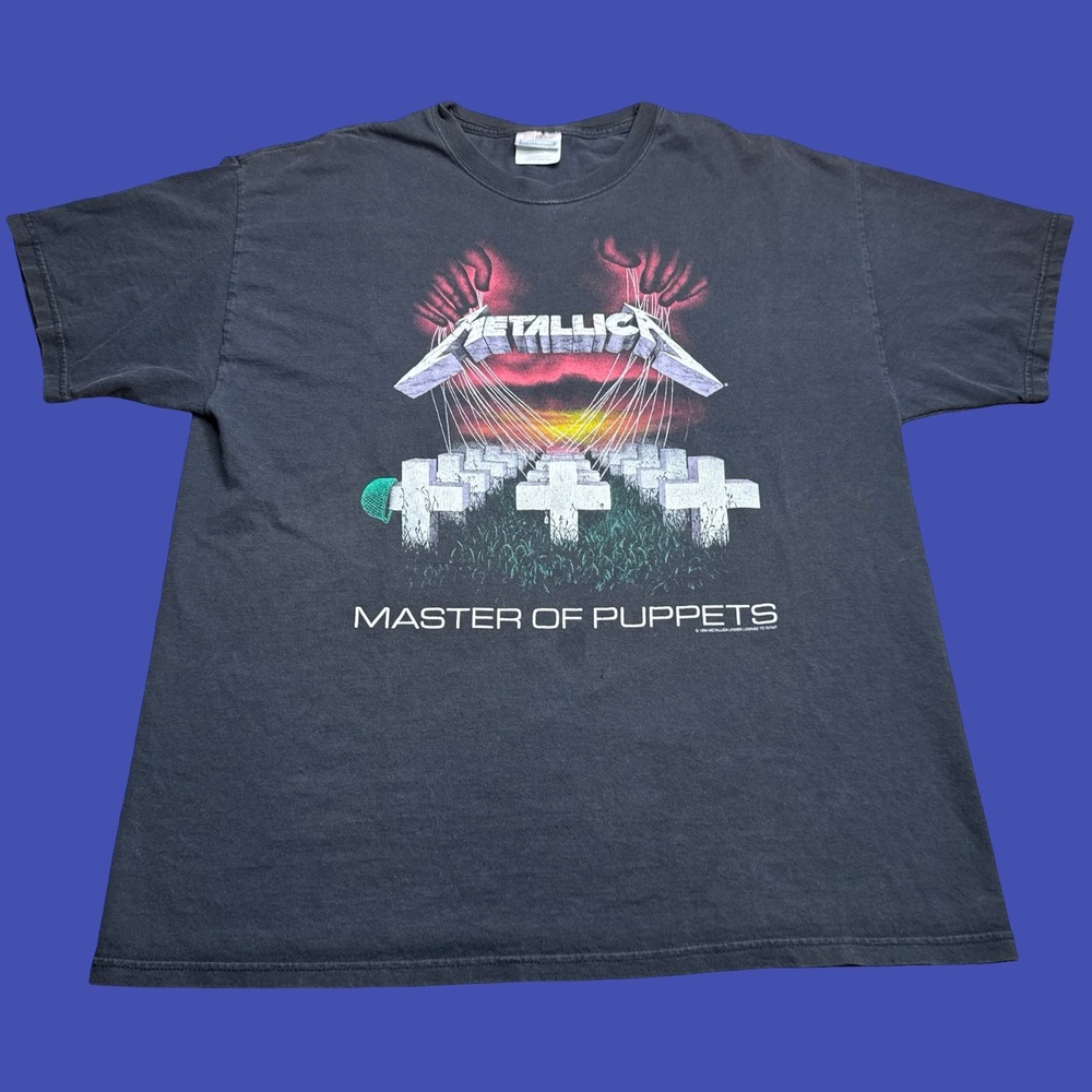 Metallica Master of Puppets T Shirt XL Black Faded Heavy Metal Band Y2K